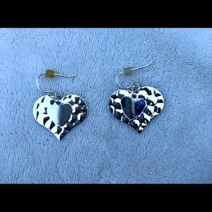 Heart Earrings Hammered silver Hearts Double Drop Earrings